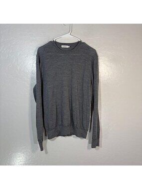Suitsupply Sweater Mens XL Gray Merino Wool Crewneck Lightweight Knit Pullover